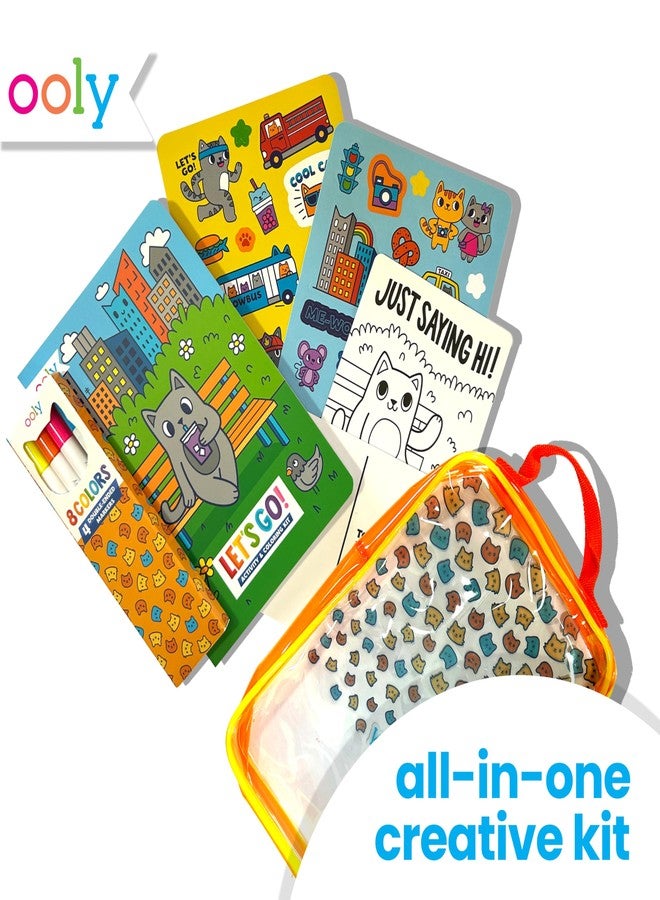 Ooly Let's Go Activity & Coloring Book Kit Complete with Markers, Stickers, Puzzles & More - Portable All in One Set - Kitty in The City - Image 2